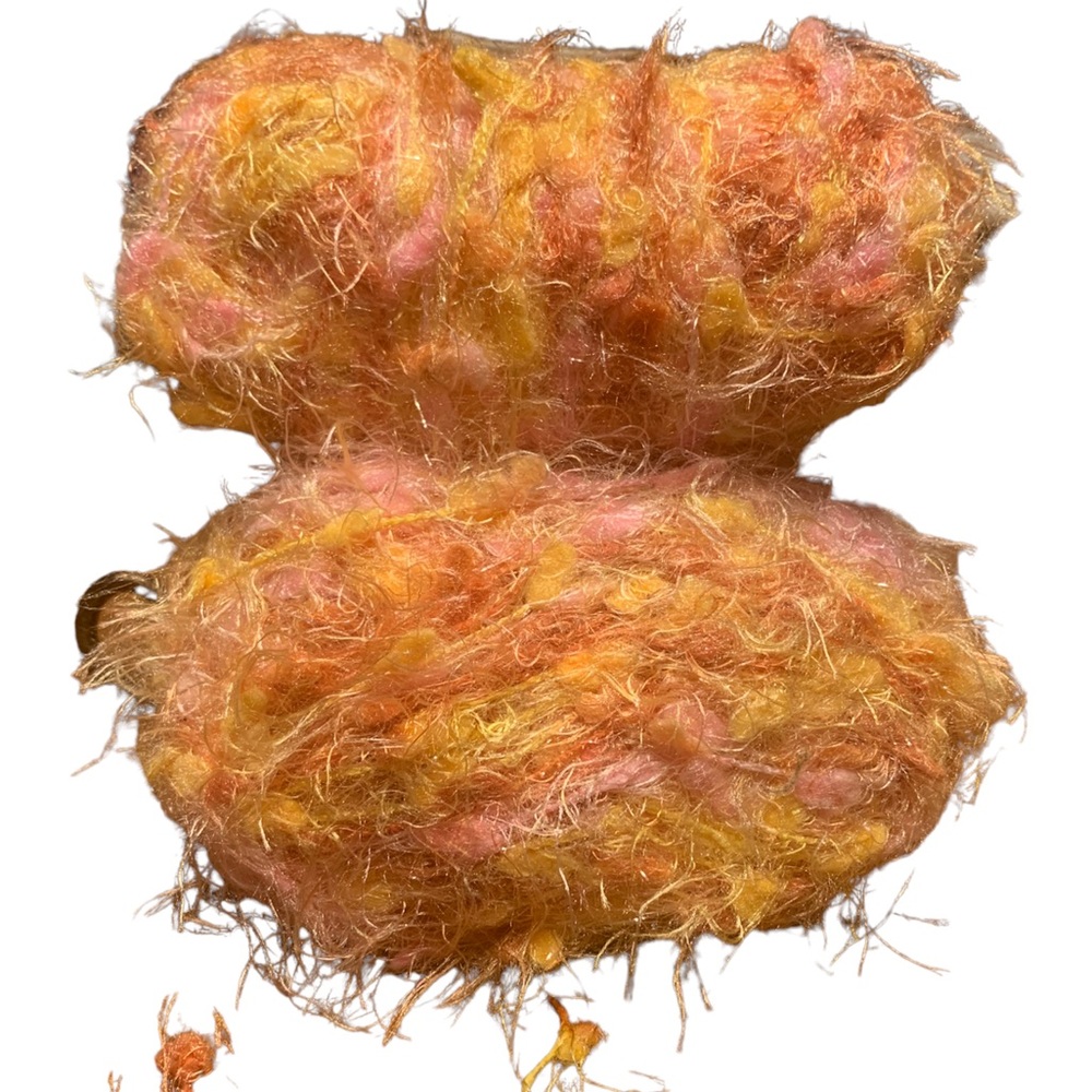 Vintage Unbranded  Bulky Yarn Orange Yellow Pink Crochet Knit Fall Crafts Autumn